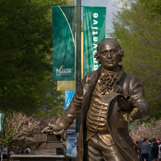 George Mason statue in spring