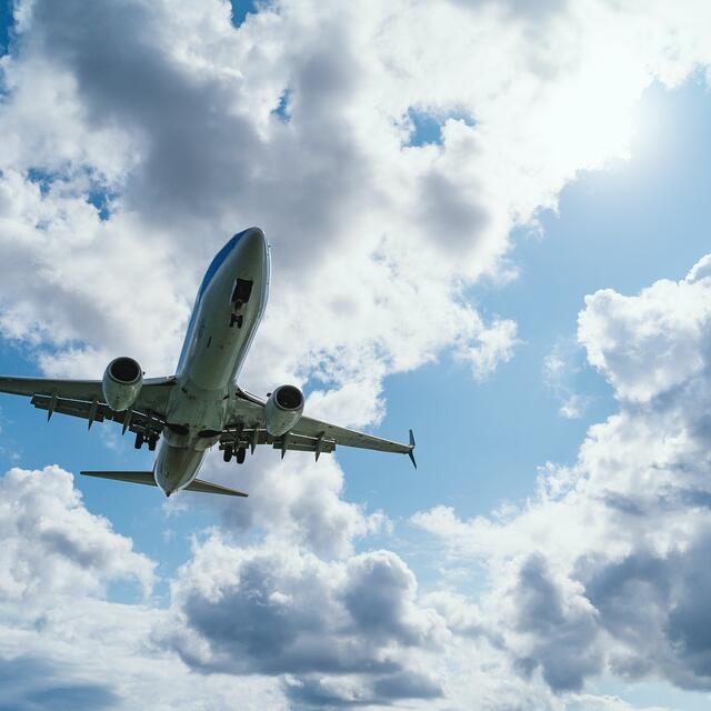 Airplane in clouds