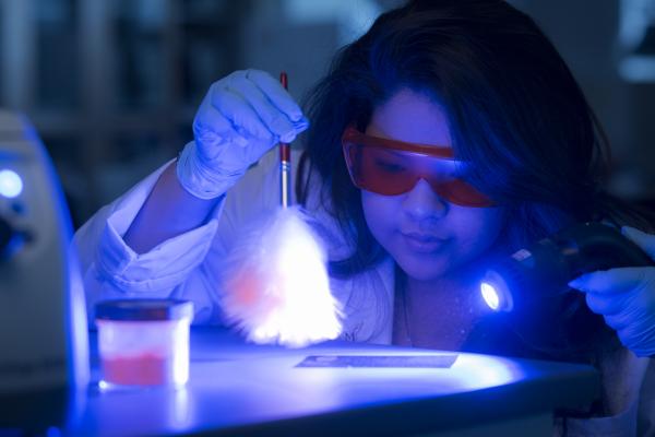 A student in forensic science lab