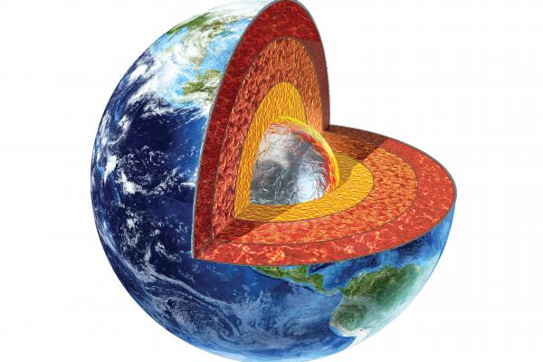 Cutaway view of the Earth's core