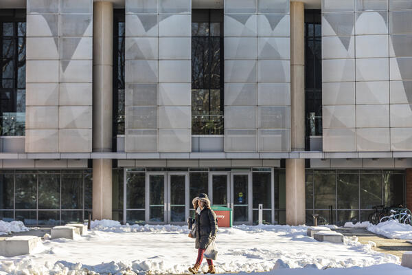 Exploratory Hall with snow on the ground
