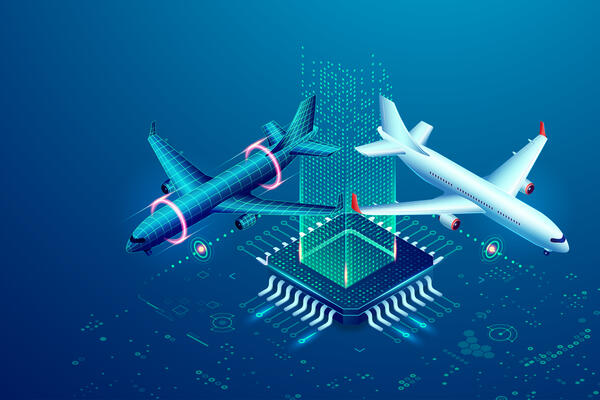 Image of plane and its digital twin