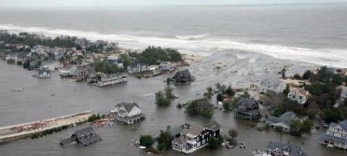 Storm surge flooding in Mantoloking, New Jersey