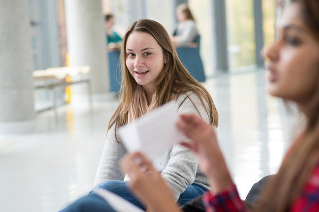Two Students studying in Exploratory Hall