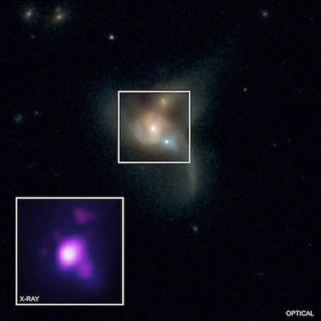 pending collision of three galaxies 