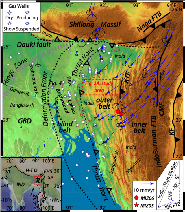 Map of Indo-Burman accretionary prism motion