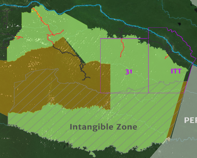 Deforestation fronts in oil blocks 31 and ITT are advancing (in red), following the cancellation of the Yasuni ITT initiative in 2013. Thieme A, Hettler B, Finer M (2018) Oil-related Deforestation in Yasuni National Park, Ecuadorian Amazon. MAAP. http://maaproject.org/yasuni_eng/