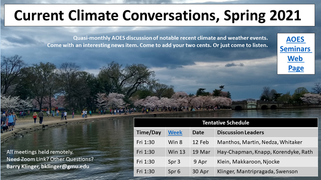 Climate Conversations (CCC) Spring 2021 Schedule