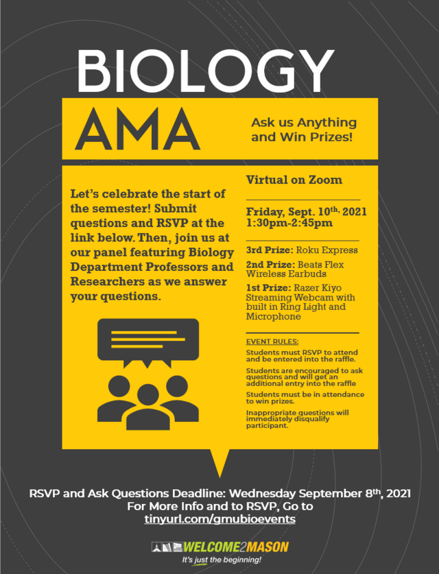 Flyer for Biology Ask Me Anything event