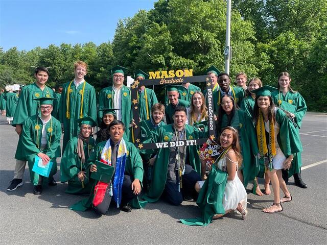 Students gathered smiling