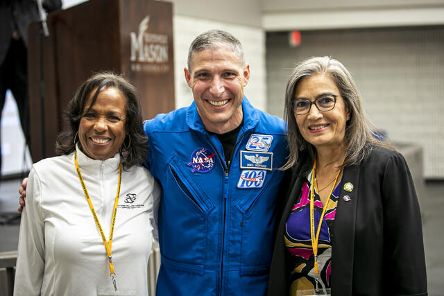 Robin McDougal, CEO of The Pearl Project Institute, Col. Michael Hopkins, Space Force and NASA Astronaut, and Dr. Sandra Cauffman, Astrophysics Division Deputy Director NASA. 