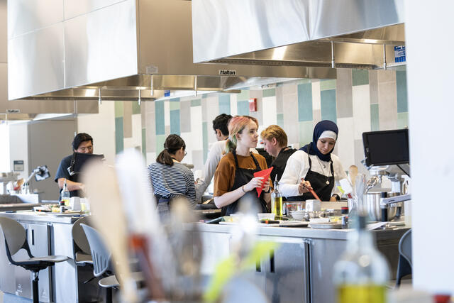 Students cooking in lab