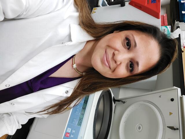 Alena James in the lab