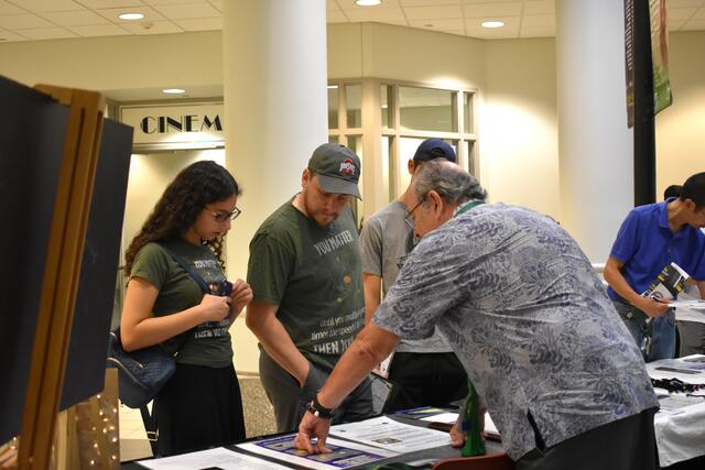 Several organizations tabled at George Mason Space Day including Because Science, Smithsonian Associates, NASA, and Fairfax County Park Authority. Photo by Zander Leon. 