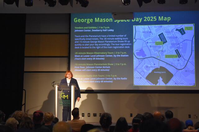 Gabriele Belle speaking at George mason Space Day 2025