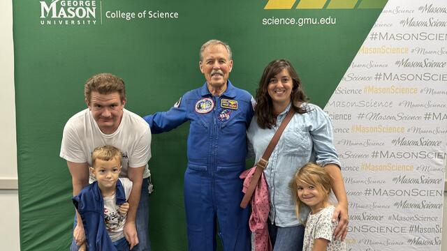 Captain Hoot Gibson met several families at George Mason Space Day 2025.