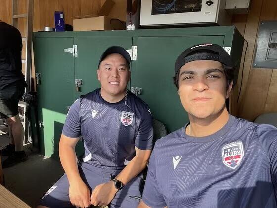 Zaakir Khan (right) with an Old Glory Rugby colleague. Photo provided.