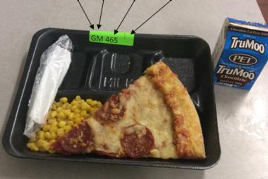 Before and after pictures of a school lunch before the implementation of salad bars. Photo provided.