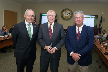 (L-R) President A. Cabrera, R.C. Jones, Jack Wood. Photo by Evan Cantwell/Creative Services.