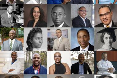 Grid of African American scientists who have made great contributions to their fields.