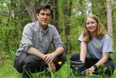 Biology faculty Daniel Hanley and student Anna-Siegle
