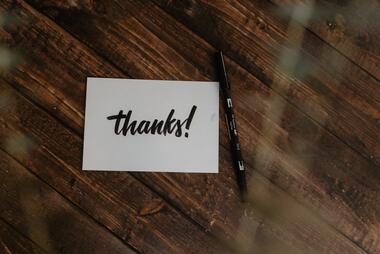 Image of a Thank You note. Photo by Kelly Sikkema on Unsplash
