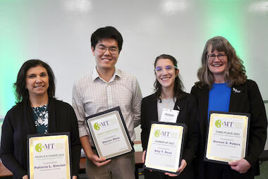 From left, Three-Minute Thesis winners Patricia Sinclair, Steven Zhou, Amy Rose, and Doreen Peters. Photo provided
