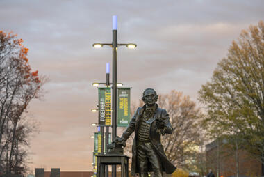 Mason Statue on the Fairfax Campus. 