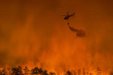 Helicopter in fire, photo by Getty images. 